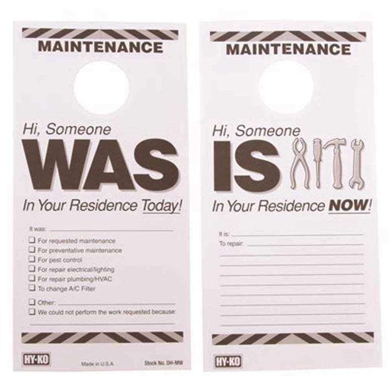 HY-KO PRODUCTS DH-MW 7 in. x 3-1/2 in. Paper Reversible Maintenance Door Hang Tag Black Pack of 50 - Image 3